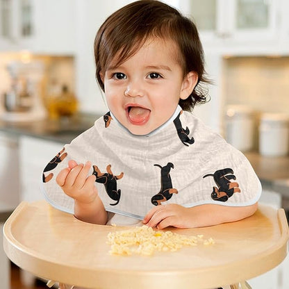 Muslin Baby Burp Cloths Set of 1, Soft Absorbent Cute Dogs Dachshunds Muslin Washcloths, Bibs, Face Towel for Newborn Boys Girls, 22 x 11 Inch