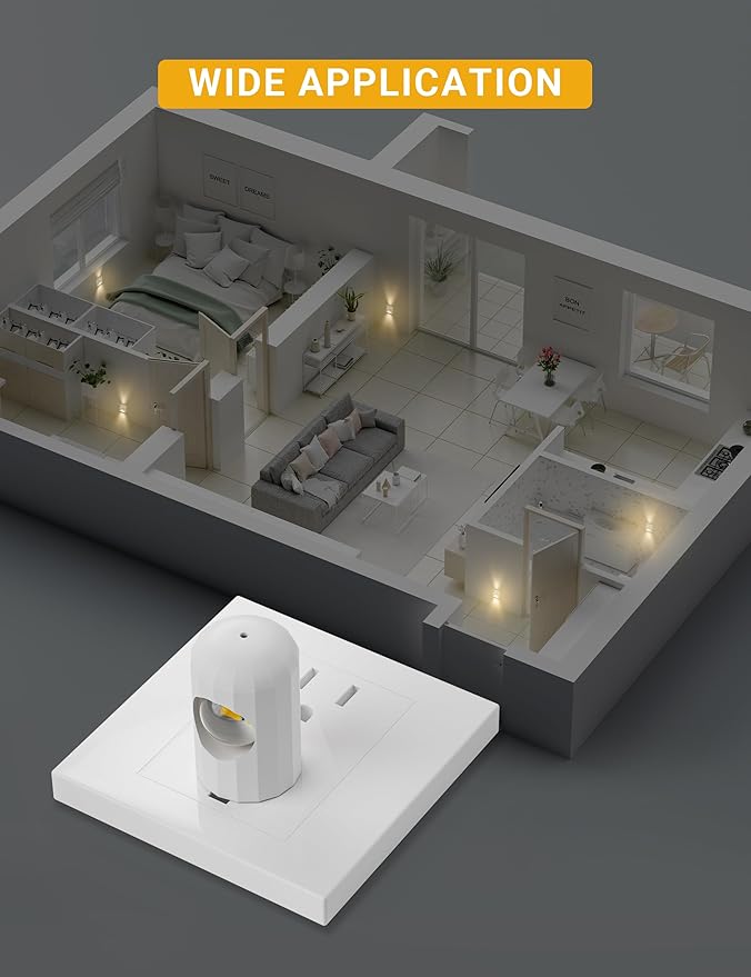 6-Pack Mini LED Plug-in Night Light, Auto On/Off with Dusk to Dawn Sensor, 2700K Warm White, 360° Adjustable Lighting for Bedroom, Bathroom, Hallway, Stairs, Kids Room