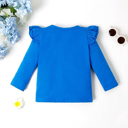 LYSMuch Toddler Baby Girls Long Sleeve Ruffle T Shirt Kids Casual Plain Solid Top Blouse T-Shirt Undershirt