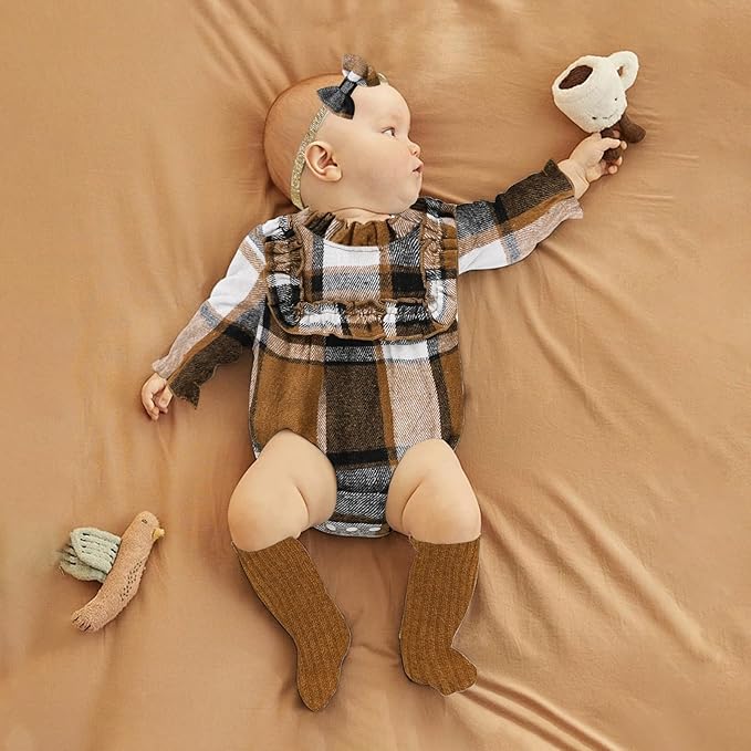 GRNSHTS Newborn Baby Girl Clothes Ruffle Rompers Toddler Fall Outfits for Girls Set Little Girl Fall Winter Clothing