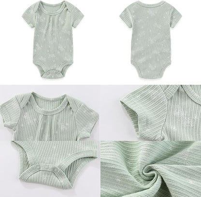 Four Seasons Baby Boy Girl Bodysuits 5-Pack Cotton Comfort Short Sleeve Baby Clothes Soft Infant Outfits