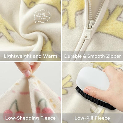 DAVE&BELLA Toddler Printed Polar Fleece Jacket, Zip Up Lightweight Outerwear for Kids Boys Girls Fall Spring Coat 2-9 Years