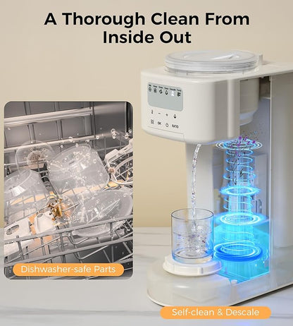 Advanced Formula Dispenser–Auto Mix & Clean, Fast Formula Maker with Accurate Dispensing, Instant Water Warmer, 4 Temps, Fits Most Bottles & Formulas, Moisture-Proof, Dishwasher-Safe Parts(White)