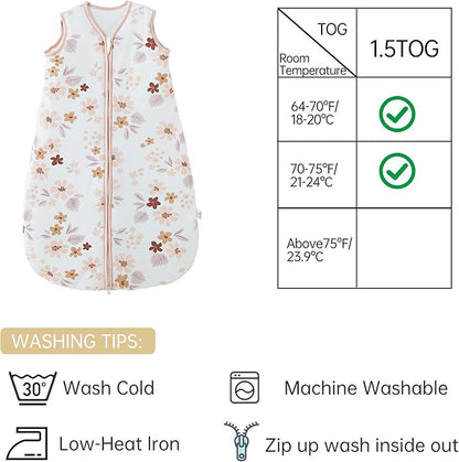 YOHKOH Baby Wearable Blanket, 100% Cotton SleepSack, Swaddle Transition Sleeping Bag, 1.5 TOG