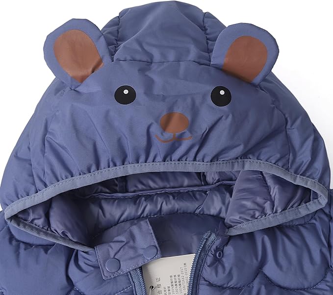 Toddler Winter Coats Puffer Padded Jacket Baby Boys Girls Bear Hoods Down Jacket Light Weight Infant Outerwear