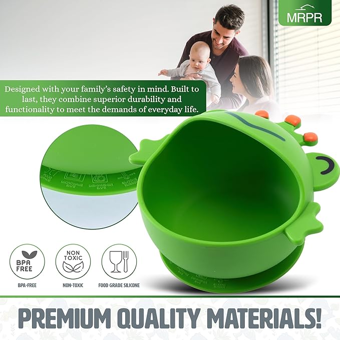 MRPR Hop & Snack Silicone Frog Bowl – Silicone Suction Bowl for Toddlers – BPA-Free, Microwave & Dishwasher Safe – Spill-Resistant, Travel-Friendly