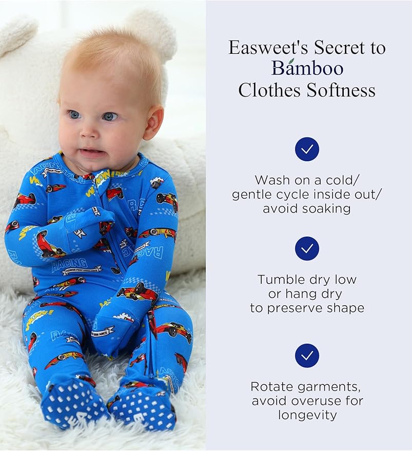 Bamboo Viscose Baby Boy Footie Pajamas, Infant Clothes, 2 Way Zipper Newborn Sleepers