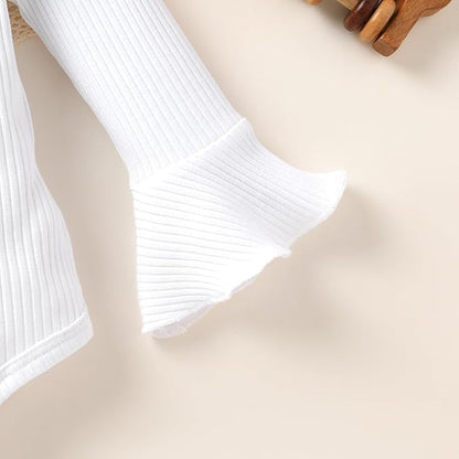 Tiny Cutey Newborn Baby Girl Clothes Bell Sleeve Romper and Corduroy Overalls Shorts Infant Girl Fall Outfits