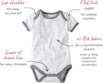 Burt's Bees Baby Organic Cotton Bodysuits – Baby Boy & Girl Short and Long Sleeve One-Pieces, 5-Pack