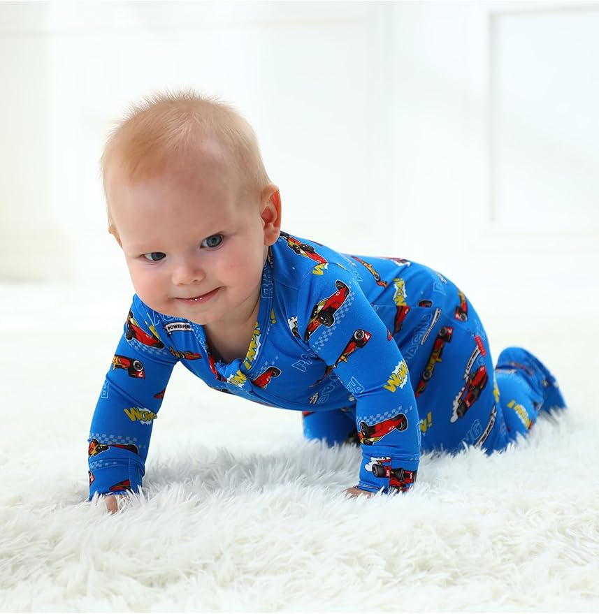 Bamboo Viscose Baby Boy Footie Pajamas, Infant Clothes, 2 Way Zipper Newborn Sleepers