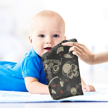 vvfelixl Baby Muslin Washcloths Rock Skulls Baby Burp Cloths Cotton Baby Face Towel for Newborn Infants Boys Girls Soft and Absorbent 11.8 X 11.8 in, 3 Pack