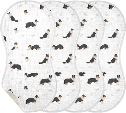 vvfelixl Burp Cloths Rough Collie Dog for Baby Boy Girls Baby Washcloths Burp Rags 1 Pack