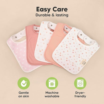 KeaBabies 8-Pack Organic Baby Bibs for Boys, Girls - Super Absorbent Cotton Drool Bibs for Baby Girl & Boy, Teething Toddler, Drooling Newborn, Ultra Soft & Machine Washable (Butterflies)