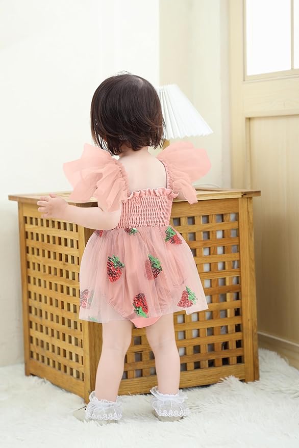 Baby Girl Clothes Infant Tulle Romper Ruffe Sleeveless Bodysuit Baby Girl Outfits Infant Girl Dress 0-18M