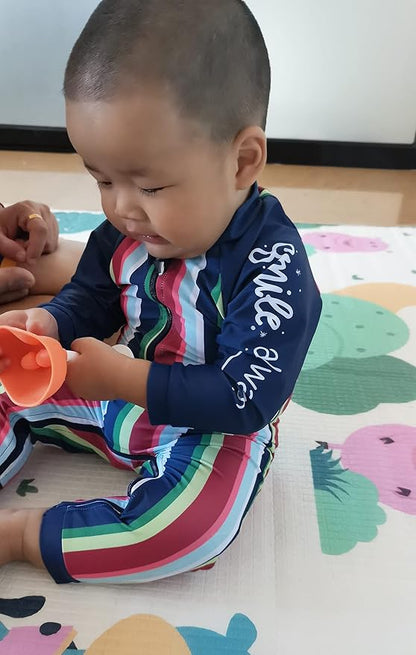 weVSwe Baby Toddler UPF 50+ Sun Protection Rash Guard Long Sleeve Swimsuit with Crotch Zipper