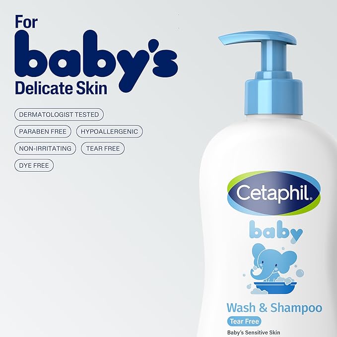 Cetaphil Baby Shampoo and Body Wash with Organic Calendula, Tear Free, Hypoallergenic, Ideal for Everyday Use, Dermatologist Tested, 7.8oz