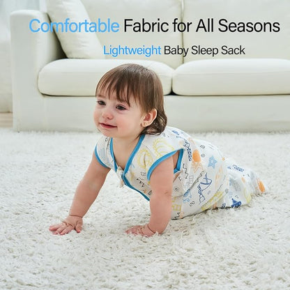 XUNTA 0.5 TOG Sleep Sack 100% Cotton Wearable Blanket, Summer Lightweight Toddler Sleeping Bag with 2-Way Zipper for Boy Girl