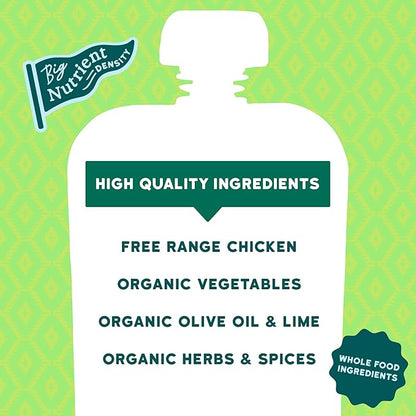 Serenity Kids 6+ Months Mexican Chicken Baby Food Pouch - 3.5 oz, Pack of 6 - Protein-Packed Flavored Meat Pouch - Savory Chicken Mexican Stew Flavor - BPA-Free Organic Baby Food