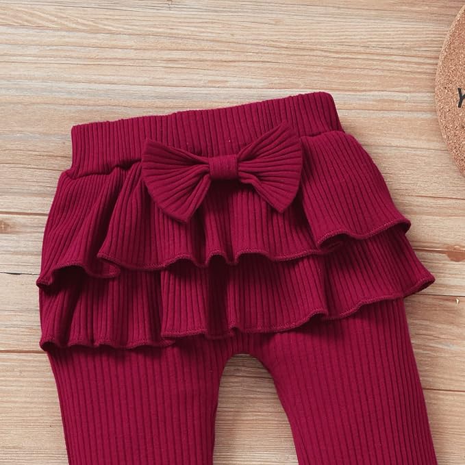 Aalizzwell Preemie Newborn Infant Baby Girls Clothes Ribbed Bodysuit Pants Set Fall Winter Outfits