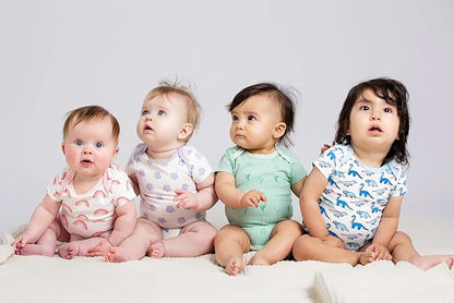 MONICA + ANDY Short Sleeve Jack & Jill Bodysuit, 100% Organic Baby Clothes for Girls & Boys, Newborn, Infant & Preemie Sizes