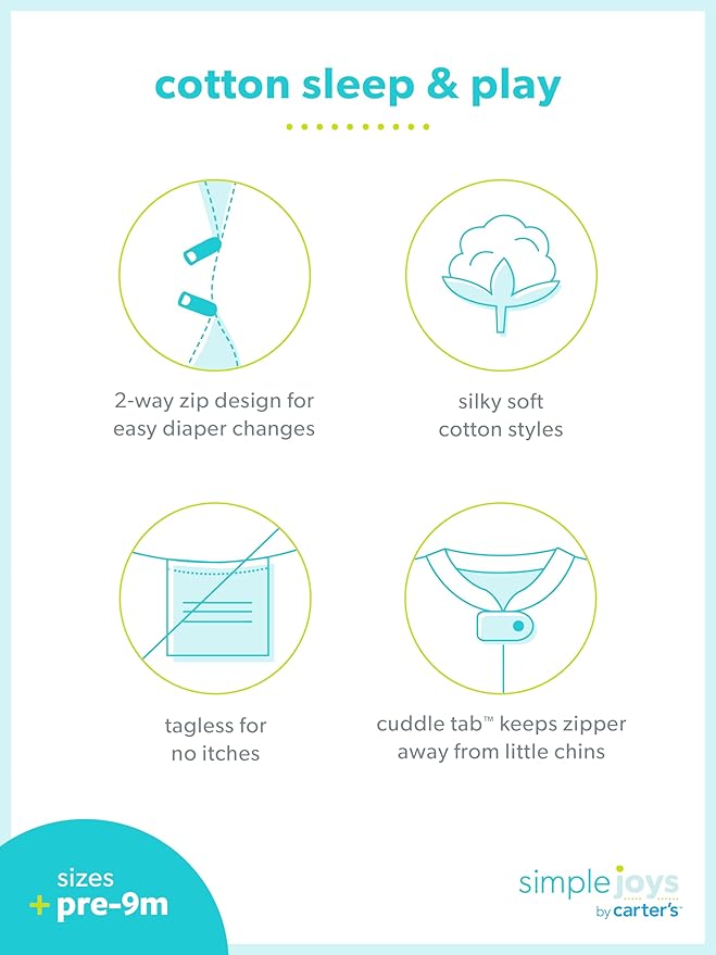 Simple Joys by Carter's baby-boys 2-way Zip Thermal Footed Sleep and Play, Pack of 2