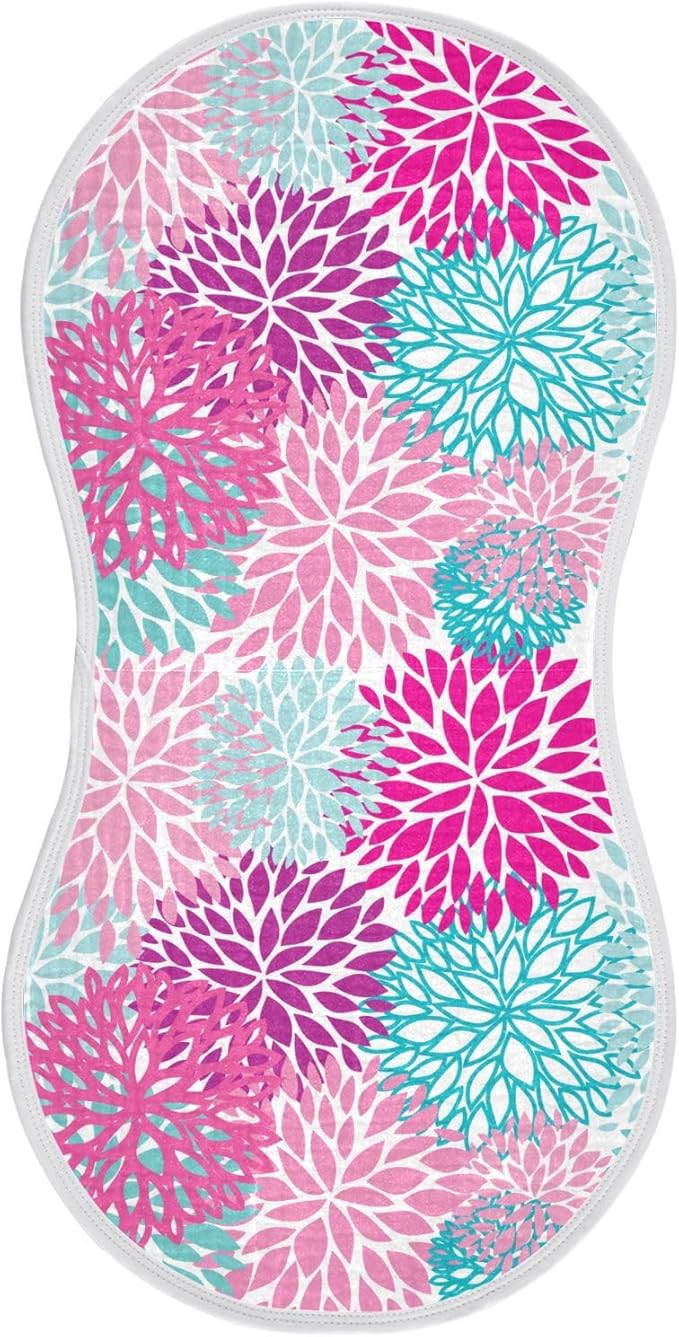 vvfelixl Dahlia Flower Print Burp Cloths for Baby Boy Girls Baby Washcloths Burp Rags 1 Pack Purple