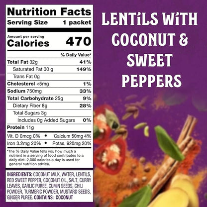 Patak’s Madras Yellow Dal - Savory Yellow Lentils in Creamy Coconut Milk w/Sweet Peppers & Spices - Vegan Microwaveable Meal for Quick Lunches or Dinners - Serve w/Rice or Naan - 10.05oz (Pack of 6)