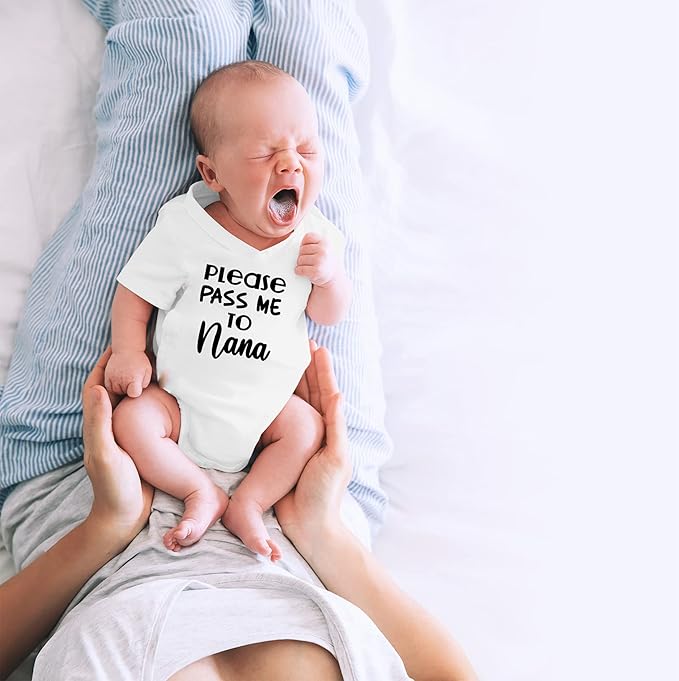 CBTwear Please Pass Me to Nana - Baby Clothes - Funny Newborn Bodysuit Outfits for Boys and Girls