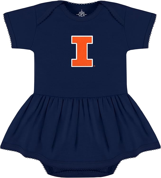 Creative Knitwear College Baby Picot Bodysuit Dress - Team Logo, Multiple Colors, for Baby Girls (0-24 Months)