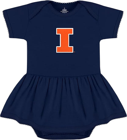 Creative Knitwear College Baby Picot Bodysuit Dress - Team Logo, Multiple Colors, for Baby Girls (0-24 Months)