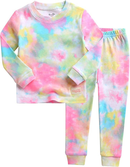 VAENAIT BABY 12M-12Y Toddler Kids Boys Girls 100% Cotton Marbling Tiedye Sung Fit Sleepwear Pajamas 2pcs Pjs Set
