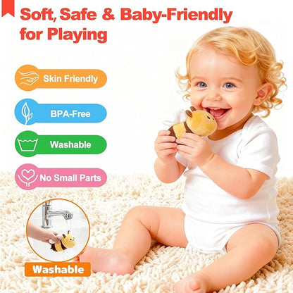 Baby Toys for Baby Infant 0-3-6-12 Months, Soft Beehive Toddlers Busy Toys with 5 Sensory Plush Bees - Bells, Crinkle, Rattles, Mirror & Textures, Stuffed Animals for Boy, Girl Christmas Birthday Gift