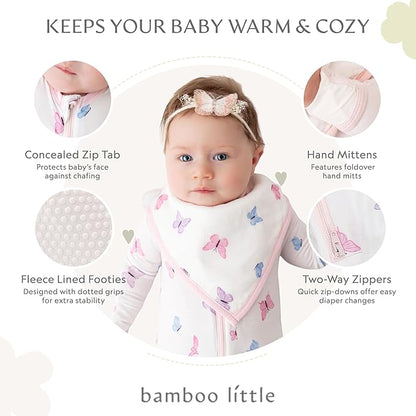 Bamboo Little Soft Baby Footie Pajamas, Baby Clothes, Newborn Sleepers, 95% Viscose and 5% Spandex, 0-24 Months