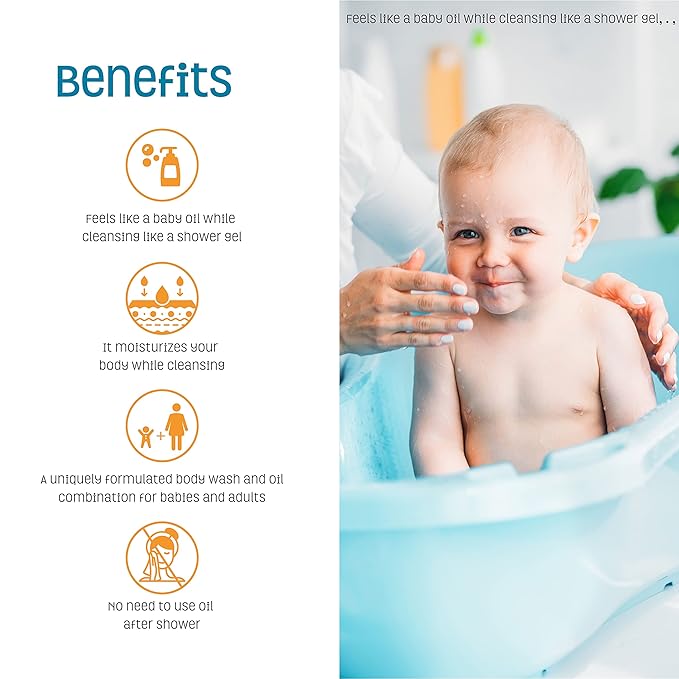 Nature's Baby Gentle Cleansing Bath & Shower Oil Combination For Mom and Baby, Formulated for Dry & Sensitive Skin, No Sulfate, DEA, Preservatives or Paraben, Coconut Pineapple, 4 Oz (2-Pack)