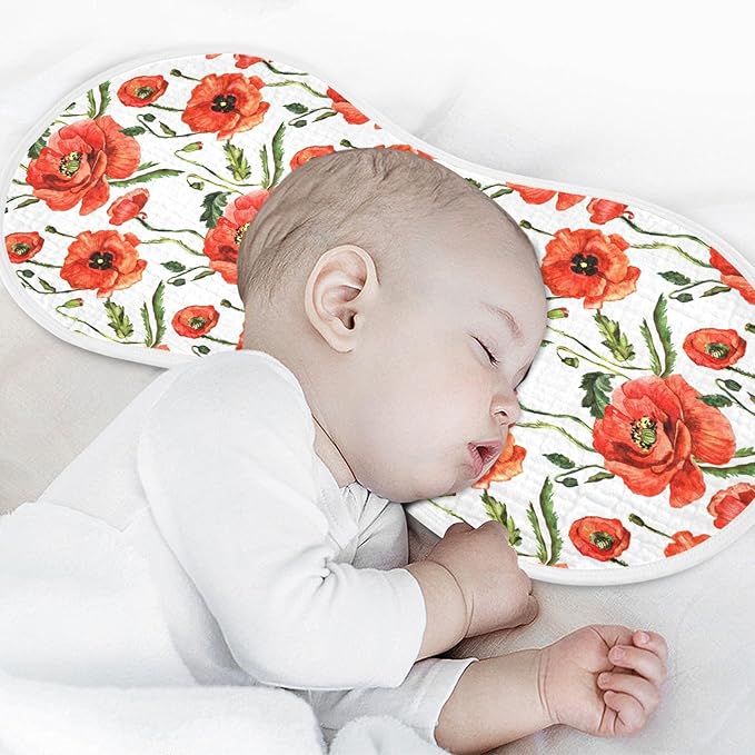 vvfelixl Burp Cloths Wildflower Poppy Flower for Baby Boy Girls Baby Washcloths Burp Rags 1 Pack