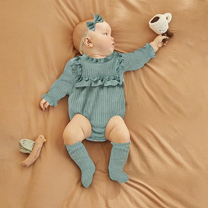 GRNSHTS Newborn Baby Girl Clothes Ruffle Rompers Toddler Fall Outfits for Girls Set Little Girl Fall Winter Clothing