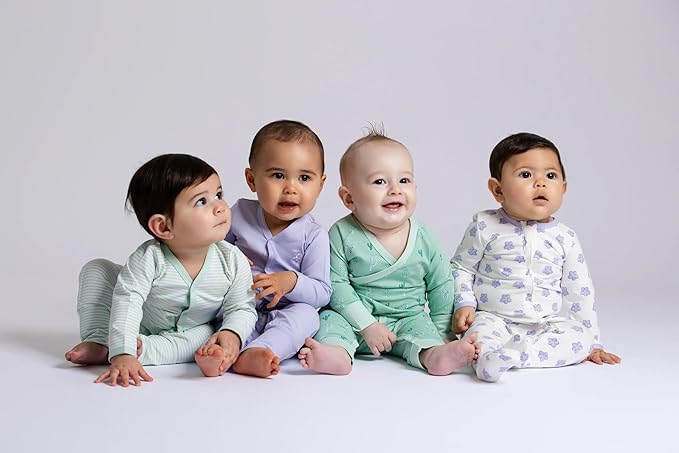 monica + andy Kimono Tie Long Sleeve One Piece, 100% Organic Baby Clothes for Girls & Boys, Preemie, Newborn & Infant