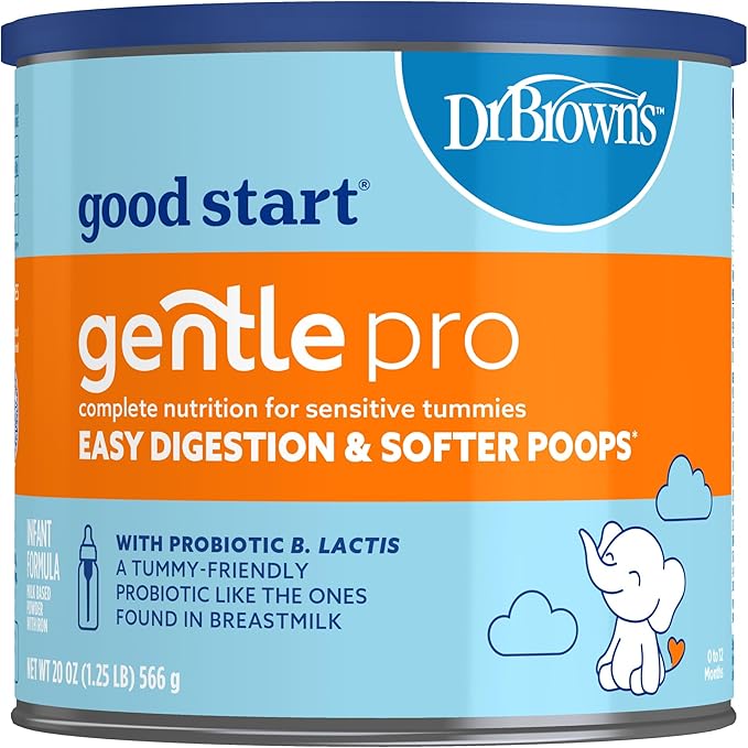 Good Start | Dr. Brown’s Gentle Pro, Baby Formula Powder, For Sensitive Tummies, Easy Digestion and Softer Poops, Infant Formula with Probiotics, DHA, Non-GMO, 20 Ounce