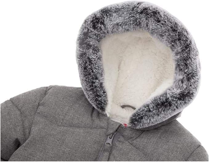 Rokka&Rolla Baby Boys' Sherpa Lined Puffer Jacket Warm Winter Coat with Mini Fur Trim Hood for Newborn Infants Toddler