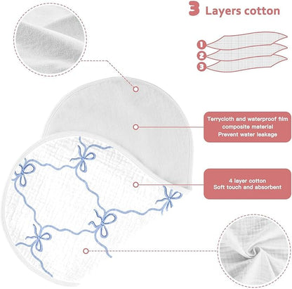 vvfelixl Blue Ribbon Bow Burp Cloths for Baby Boy Girls Baby Washcloths Burp Rags 1 Pack