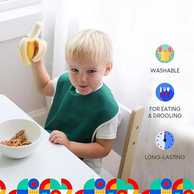 Large Waterproof Baby Bibs for 1-4 years old – Lightweight, Soft & Durable Bibs for Girls and Boys