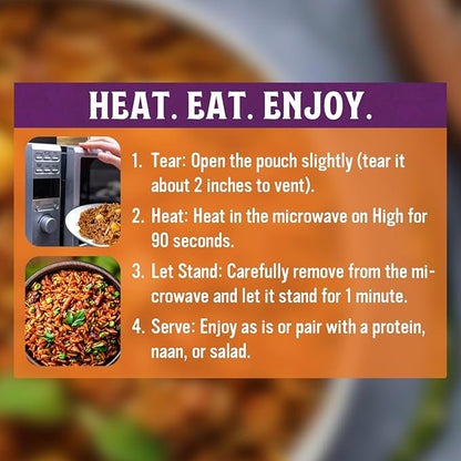 Patak’s Delhi Spiced Rice - Fragrant Basmati Rice w/Chickpeas, Onion & Tomato - Kosher, Vegan Microwavable Meal Ready in 90 Seconds - Ready To Eat Rice For Quick Lunch Or Dinner - 10.05oz (Pack of 6)