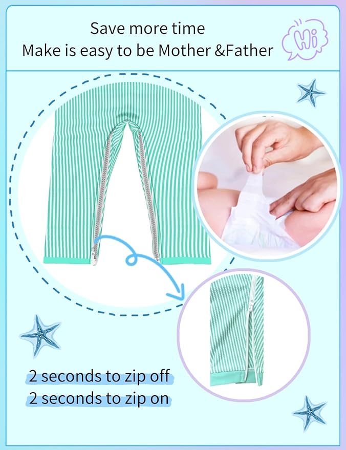 weVSwe Baby Toddler UPF 50+ Sun Protection Rash Guard Long Sleeve Swimsuit with Crotch Zipper