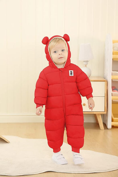 XMWEALTHY Baby Clothes Cute Infant Toddler Snowsuit Warm Newborn Boy Girl Winter Coats Hooded Zip Jumpsuit