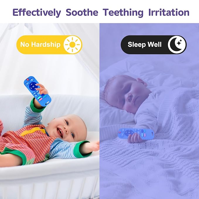 Hooku Silicone Teething Toys for Babies 0-6 Months, Teethers for Babies 6-12 Months, Remote Teether for Baby, Sensory Toys for Babies, Baby Chew Toys