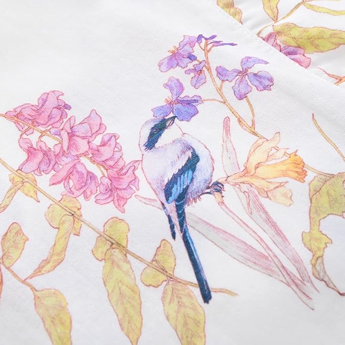 BINIDUCKLING Baby Kimono Style Wrap Over Bodysuit Soft Muslin Fabric Graphic Print