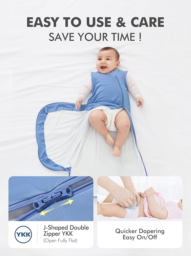 HAPIU Unisex Rayon Made from Bamboo Baby Sleep Sack TOG 0.5, 2-Way Zipper YKK, Wearable Blanket Toddler