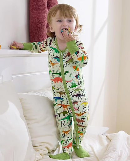 Bamboo Viscose Baby Convertible Footie Pajama, Zipper Pajamas for Baby Boys & Girls, Sleep & Play Footed Pjs