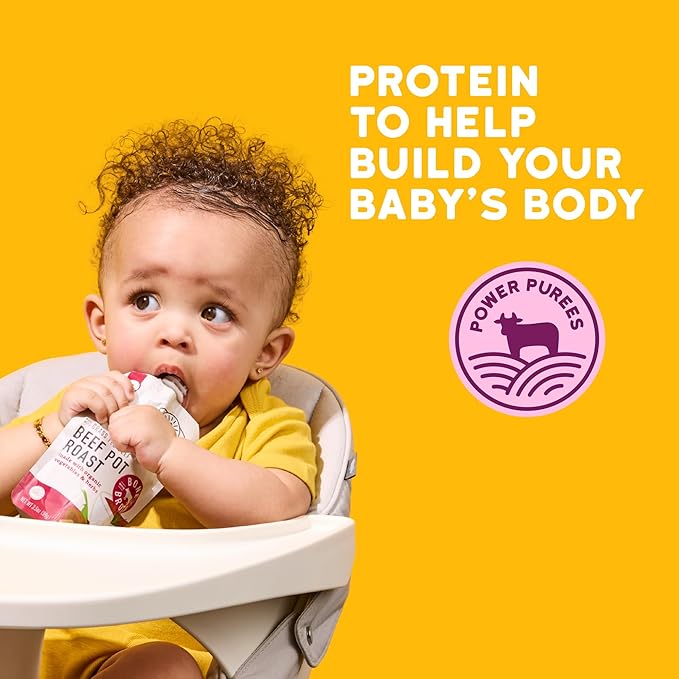 Serenity Kids 7+ Months Beef Pot Roast Bone Broth Puree Baby Food Pouches - No Added Sugar Beef Bone Broth Puree - Protein-Packed Toddler Meal - BPA-Free Toddler Food Pouch - 3.5 Oz, Pack of 12