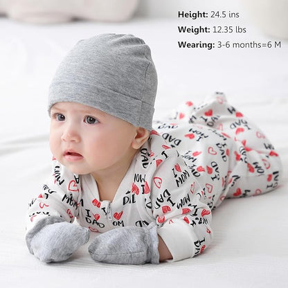 Newborn Baby One-Piece Footies Romper 2-Way Zip Cotton Bodysuit Long-Sleeve Jumsuit 4-Pack, 0-12 Months